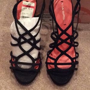 Via Spiga black glitter heels Sandals Fancy nib, 9.5m